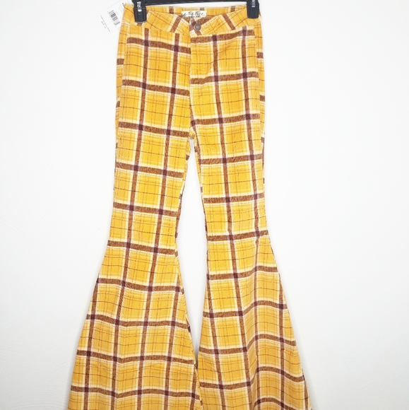 mustard plaid pants